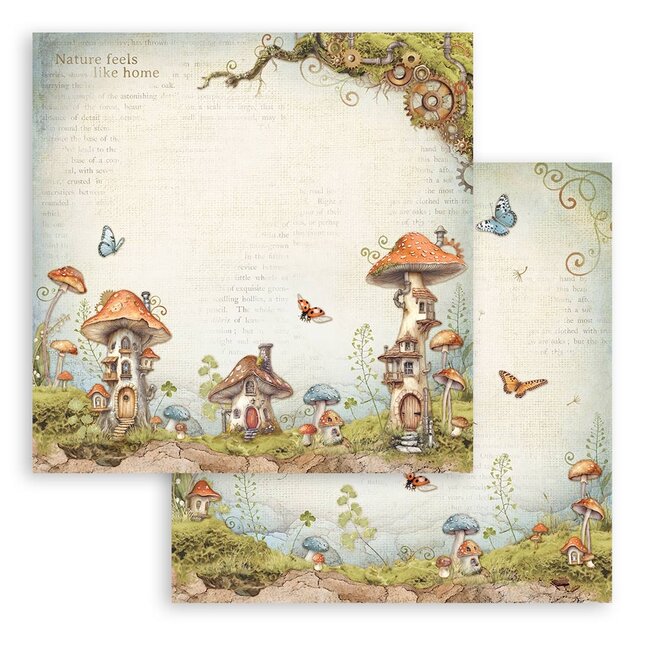 Stamperia Scrapbooking Small Pad 10 sheets cm 20,3X20,3 (8"X8") - Hidden Grove