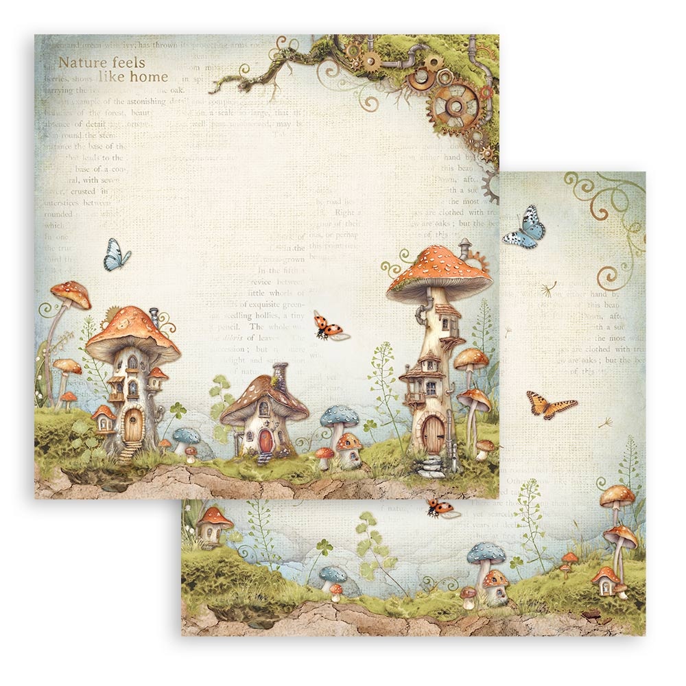Stamperia Scrapbooking Small Pad 10 sheets cm 20,3X20,3 (8"X8") - Hidden Grove