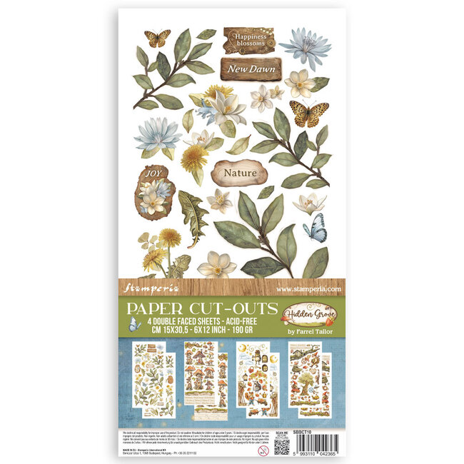 Stamperia Paper cut-outs 2 Double Face -  4 sheets cm. 15x30,5 - Hidden Grove