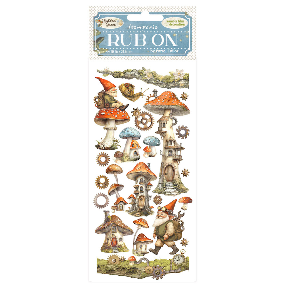 Stamperia Rub-on cm 10,16x21,6 - Hidden Grove mushroom house