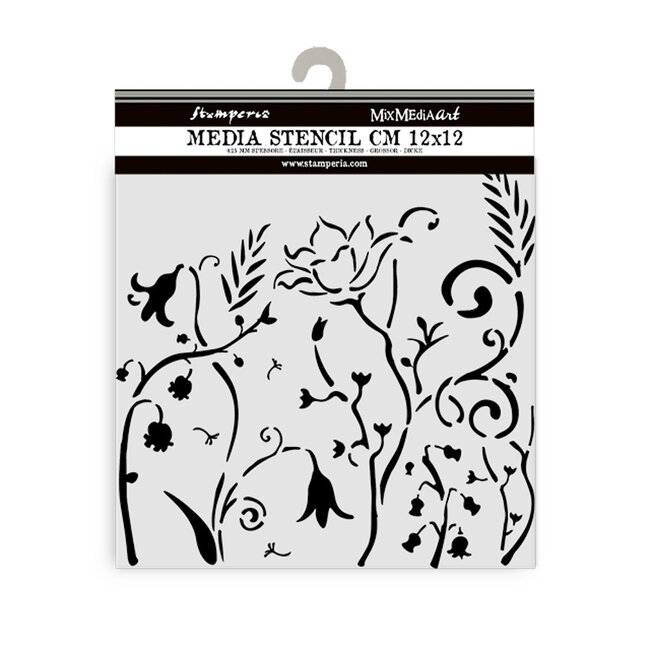 Stamperia Thick stencil cm 12X12 - Hidden Grove flowers
