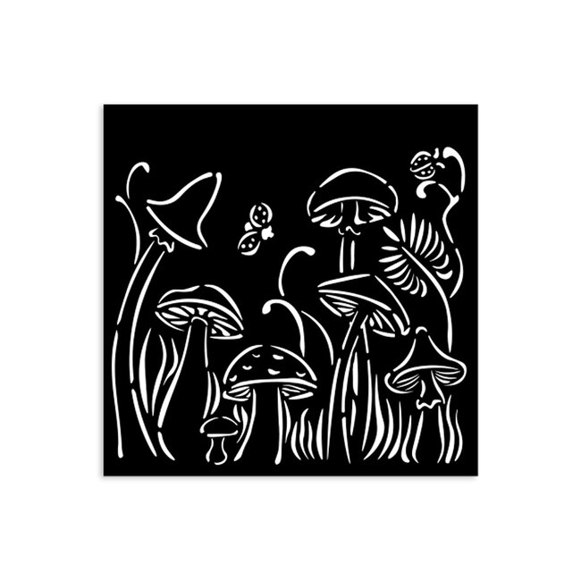Stamperia Thick stencil cm 12X12 - Hidden Grove mushrooms
