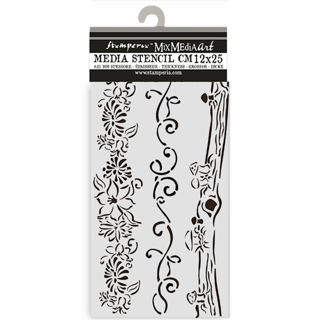 Stamperia Thick stencil cm 12X25 - Hidden Grove 3 borders