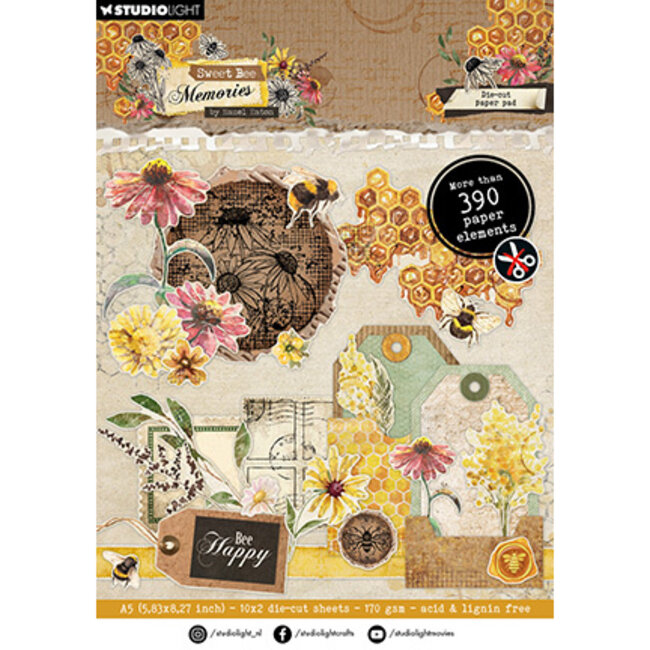 Studio Light - Hazel Eaton HE Die-cut Paper Pad Paper Elements Sweet Bee Memories nr.285