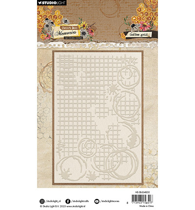 Studio Light - Hazel Eaton HE Embossing folder Coffee Grid Sweet Bee Memories nr.30