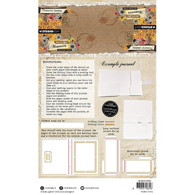 Studio Light - Hazel Eaton HE Stencil Memory Journal Sweet Bee Memories nr.06