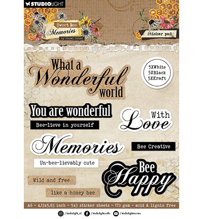 Studio Light - Hazel Eaton HE Sticker Paper Pad Sentiments Sweet Bee Memories nr.35