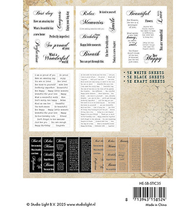 Studio Light - Hazel Eaton HE Sticker Paper Pad Sentiments Sweet Bee Memories nr.35