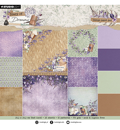 Studio Light SL Design Paper Pad Background Diary of Dreams nr.295