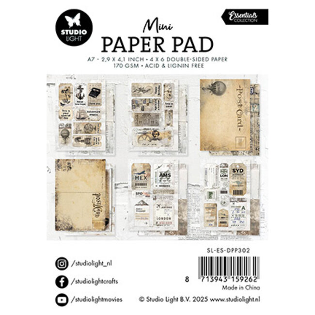 Studio Light Mini Paper Pad Vintage Inventions Essentials nr.302