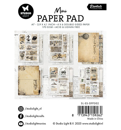 Studio Light Mini Paper Pad Vintage Inventions Essentials nr.302