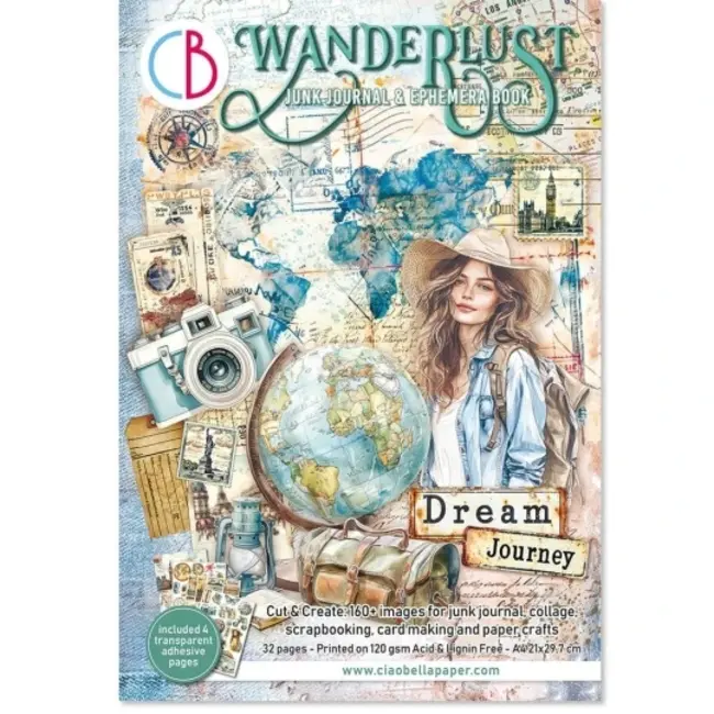 Ciao Bella Wanderlust A4 -  Junk Journal Ephemera Book - Ciao Bella