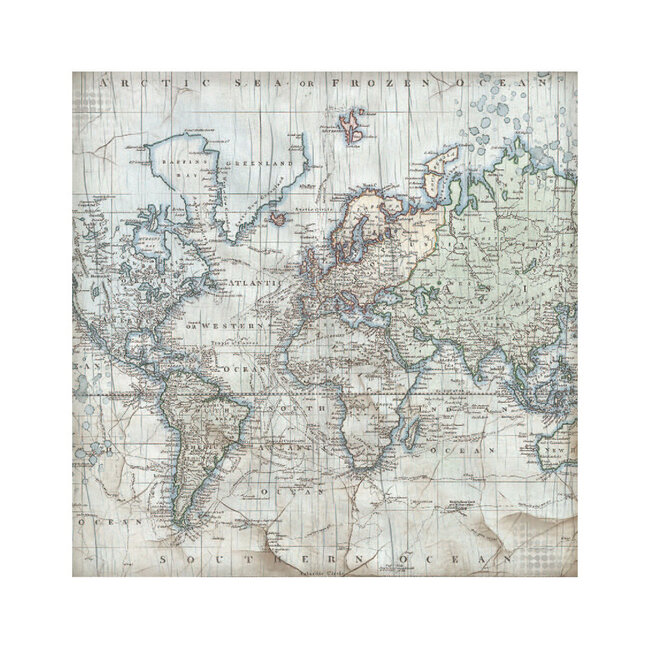 Stamperia Pack 4 sheets fabric cm 30x30 - Silent Sea