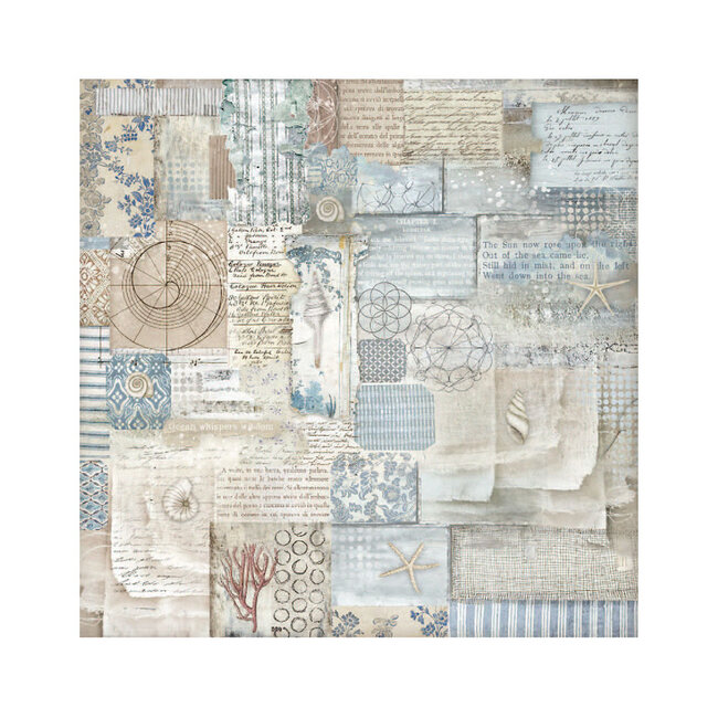 Stamperia Pack 4 sheets fabric cm 30x30 - Silent Sea