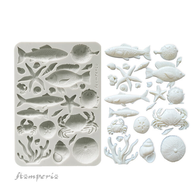 Stamperia Silicon mold A5 - Silent Sea shells and fish