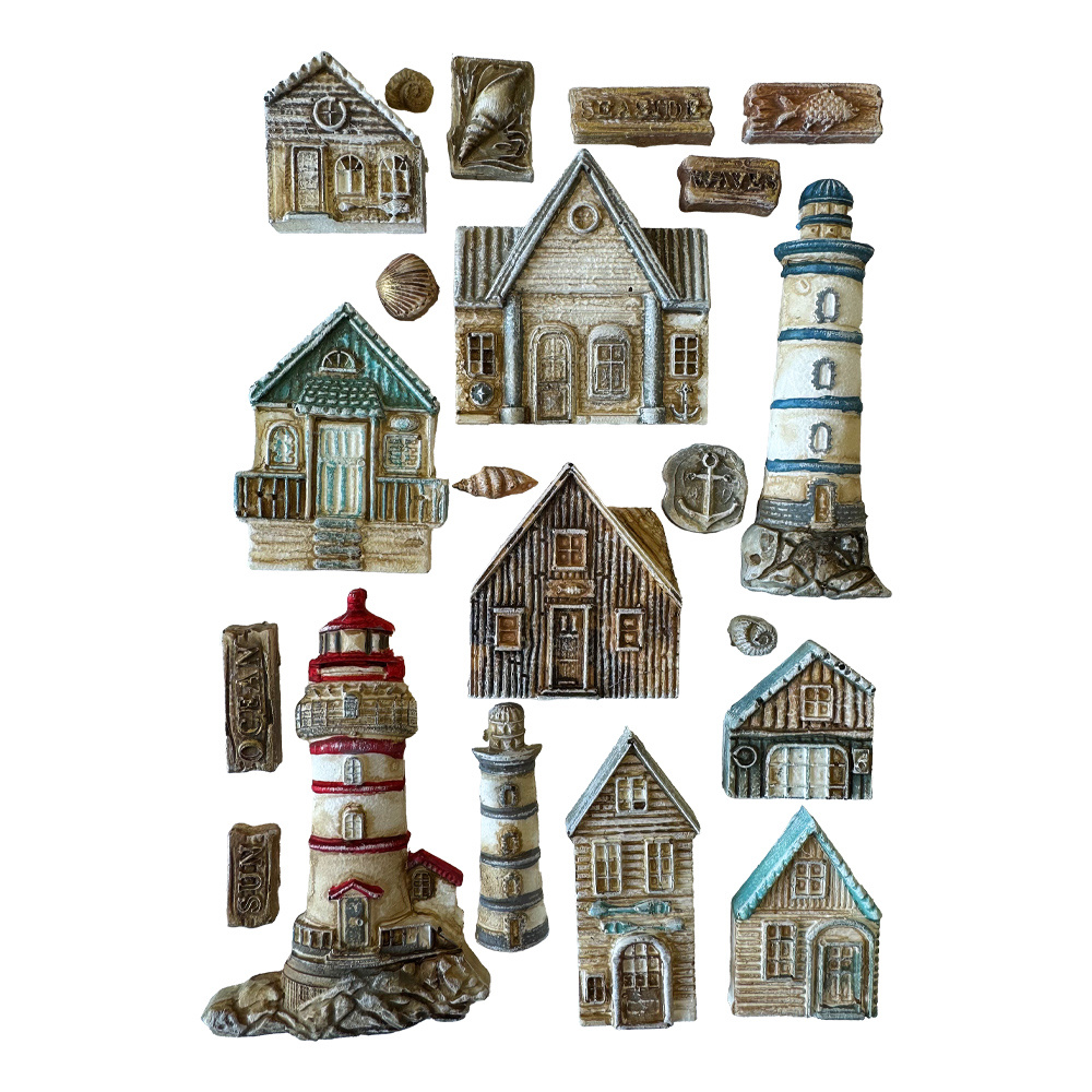 Stamperia Silicon mold A5 - Silent Sea houses and lighthouse