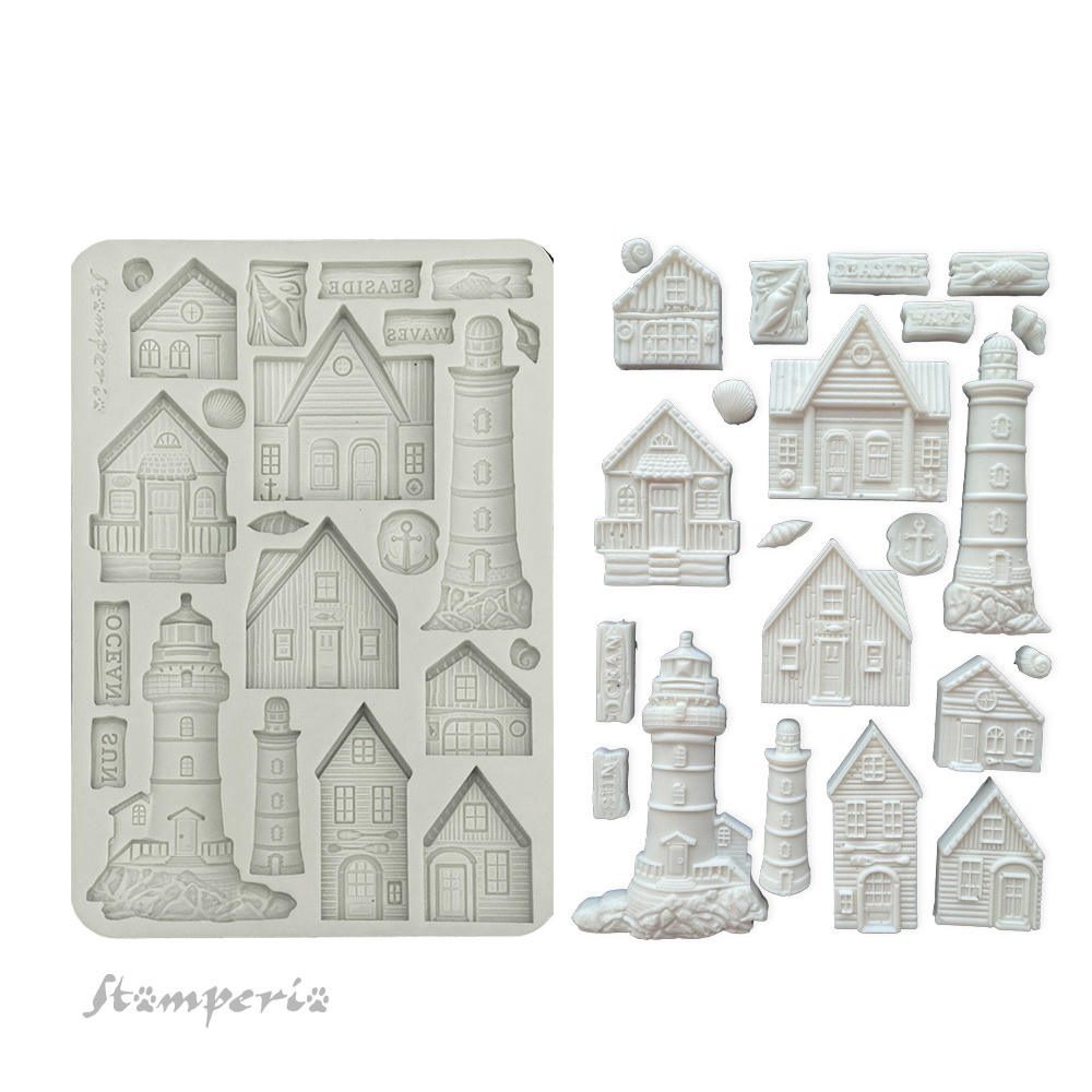 Stamperia Silicon mold A5 - Silent Sea houses and lighthouse