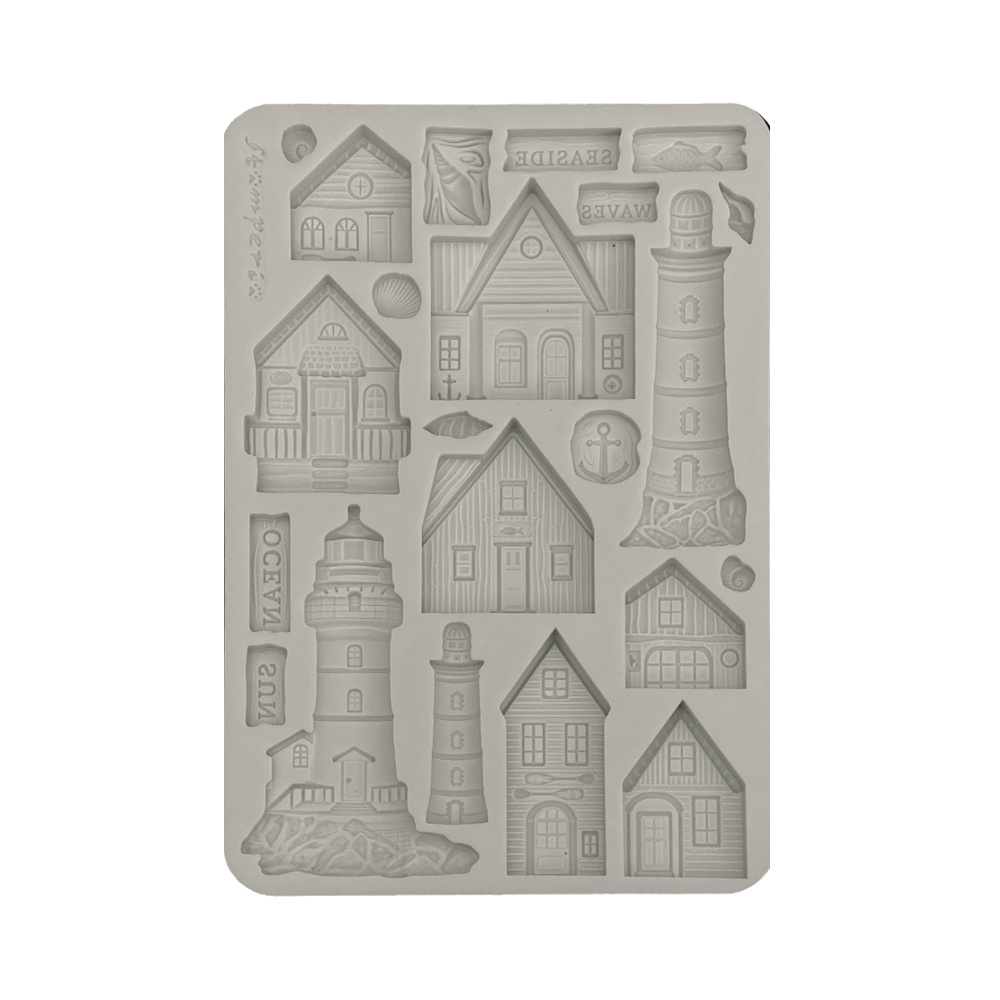 Stamperia Silicon mold A5 - Silent Sea houses and lighthouse