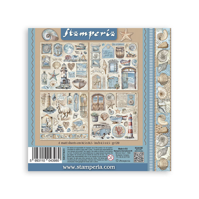 Stamperia Stickers mm 165x165  4 sheets - Silent Sea