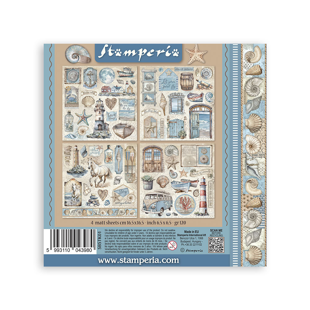 Stamperia Stickers mm 165x165  4 sheets - Silent Sea