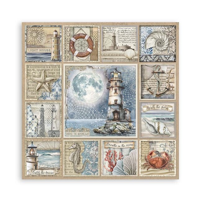 Stamperia Papierblok 20,3x20,3 cm - 22 vellen - Single Face Silent Sea