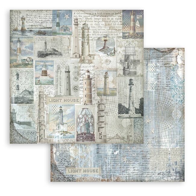 Stamperia Papierblok 20,3x20,3 cm - 10 vellen -  Backgrounds Selection - Silent Sea