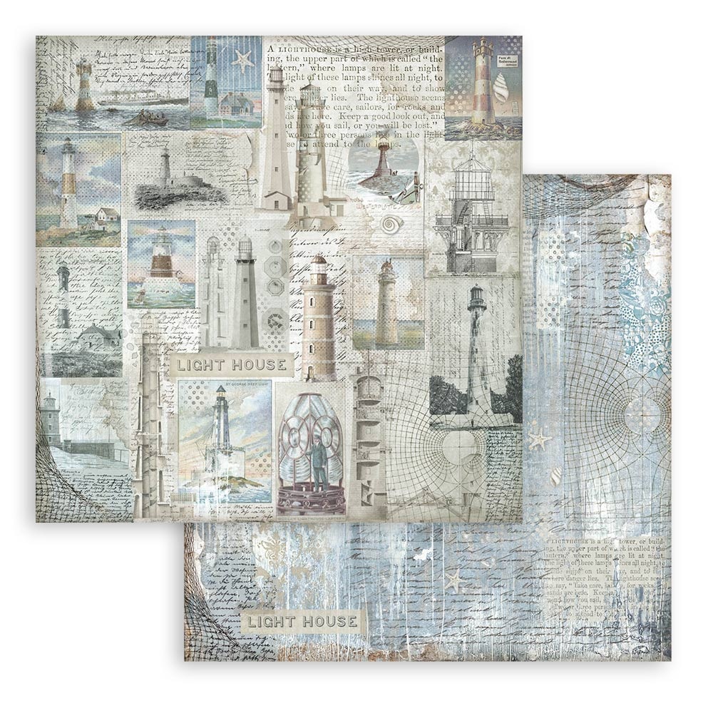 Stamperia Scrapbooking Small Pad 10 sheets cm 20,3X20,3 (8"X8") Backgrounds Selection - Silent Sea