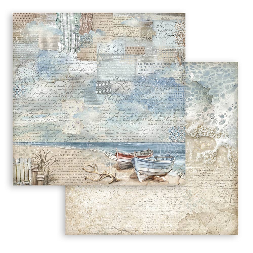 Stamperia Scrapbooking Small Pad 10 sheets cm 20,3X20,3 (8"X8") Backgrounds Selection - Silent Sea