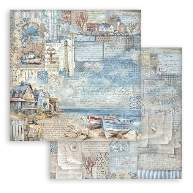 Stamperia Scrapbooking Small Pad 10 sheets cm 20,3X20,3 (8"X8") - Silent Sea