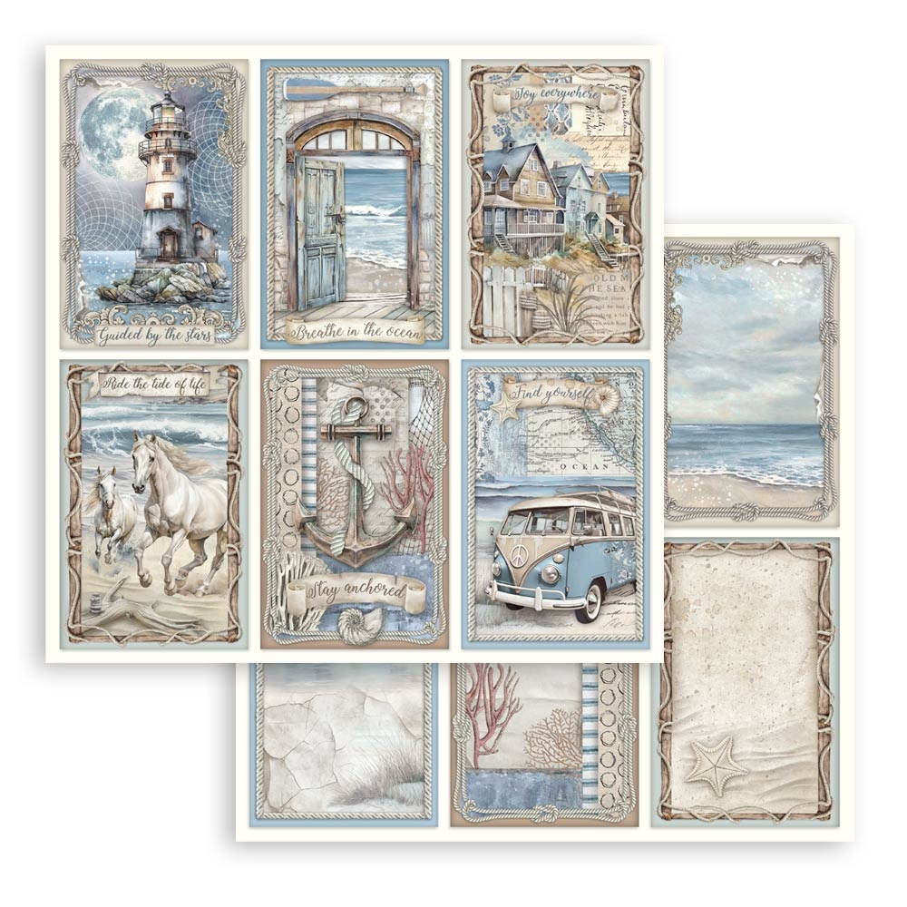 Stamperia Scrapbooking Small Pad 10 sheets cm 20,3X20,3 (8"X8") - Silent Sea