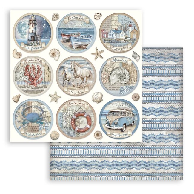 Stamperia Scrapbooking Small Pad 10 sheets cm 20,3X20,3 (8"X8") - Silent Sea