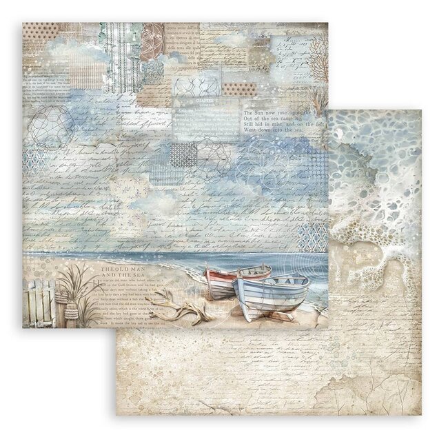Stamperia Papierblok 30,5x30,5 cm - 10 vellen Maxi Background selection -  Silent Sea