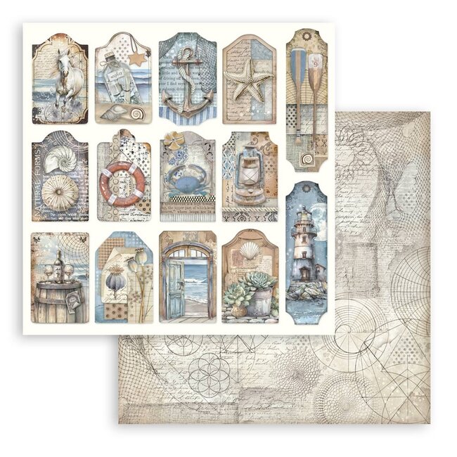 Stamperia Papierblok 30,5x30,5 cm - 10 vellen - Silent Sea