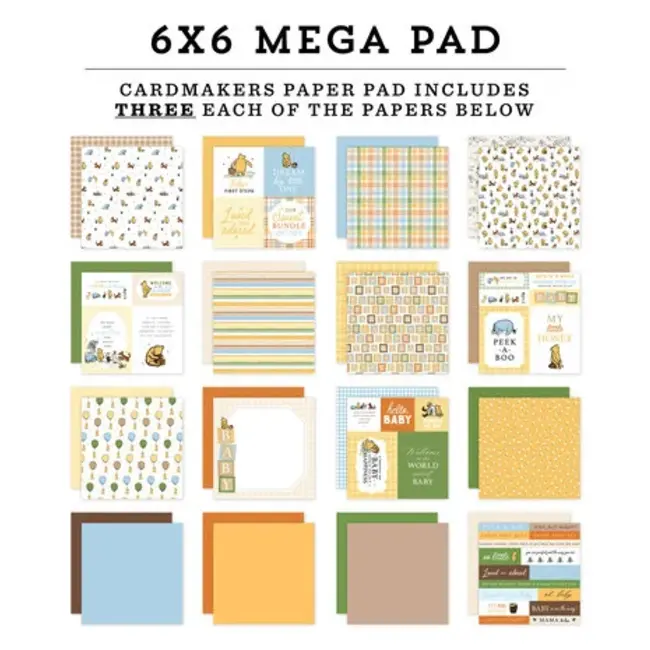 Echo Park Winnie The Pooh Baby 6x6 Inch Cardmakers Mega Pad