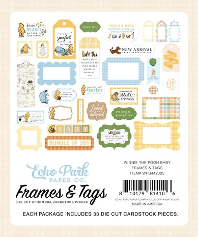 Echo Park Winnie The Pooh Baby Frames & Tags