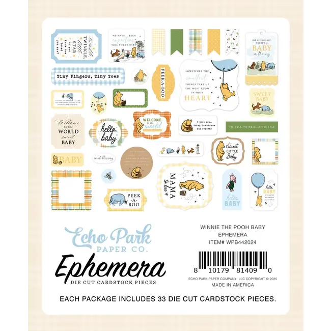 Echo Park Winnie The Pooh Baby Ephemera