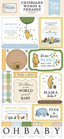 Echo Park Winnie The Pooh Baby Chipboard Word & Phrases