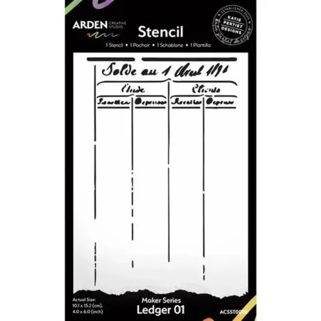 Arden Creative Studio Arden Creative Studio Maker Series 4x6 Inch Stencil Ledger 01