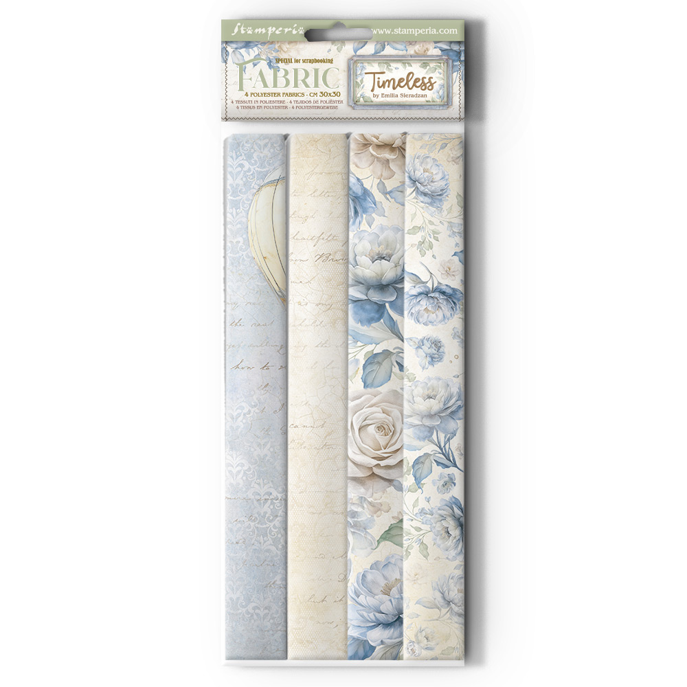 Stamperia Pack 4 sheets fabric cm 30x30 - Timeless