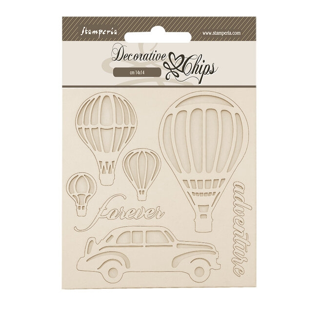 Stamperia Decorative chips cm 14x14 - Timeless air balloons
