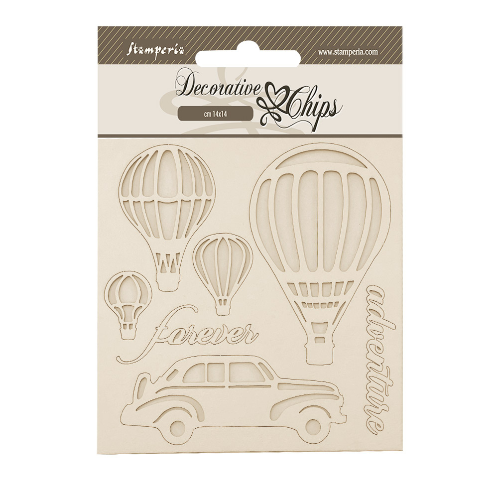 Stamperia Decorative chips cm 14x14 - Timeless air balloons