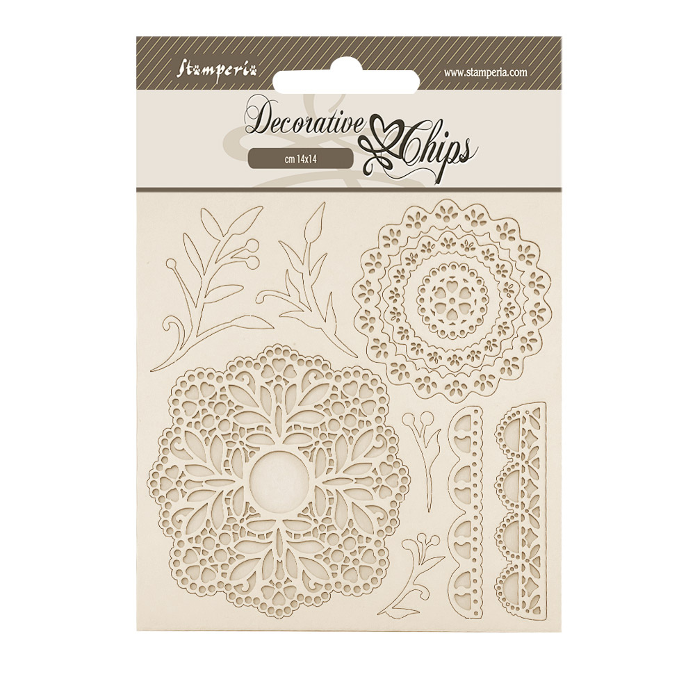 Stamperia Decorative chips cm 14x14 - Timeless lace