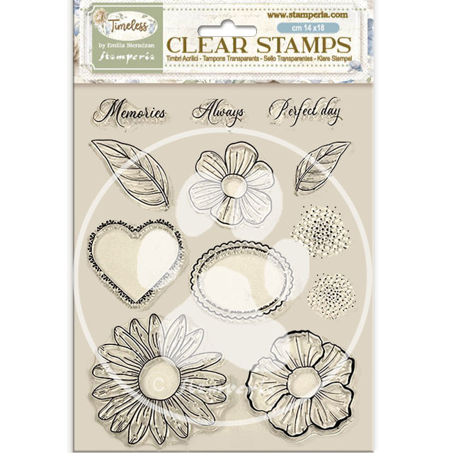 Stamperia Acrylic stamp cm 14x18 - Timeless flowers and hearts