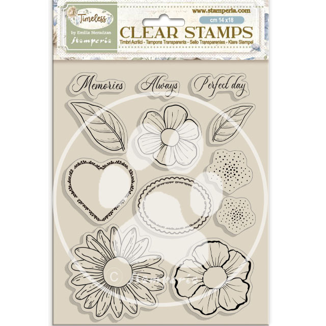 Stamperia Acrylic stamp cm 14x18 - Timeless flowers and hearts