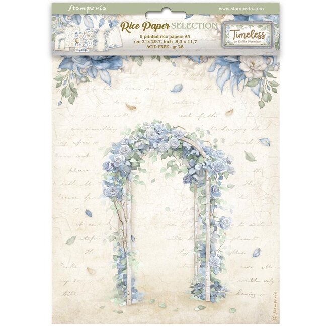 Stamperia Selection 6 Rice paper A4 - Timeless