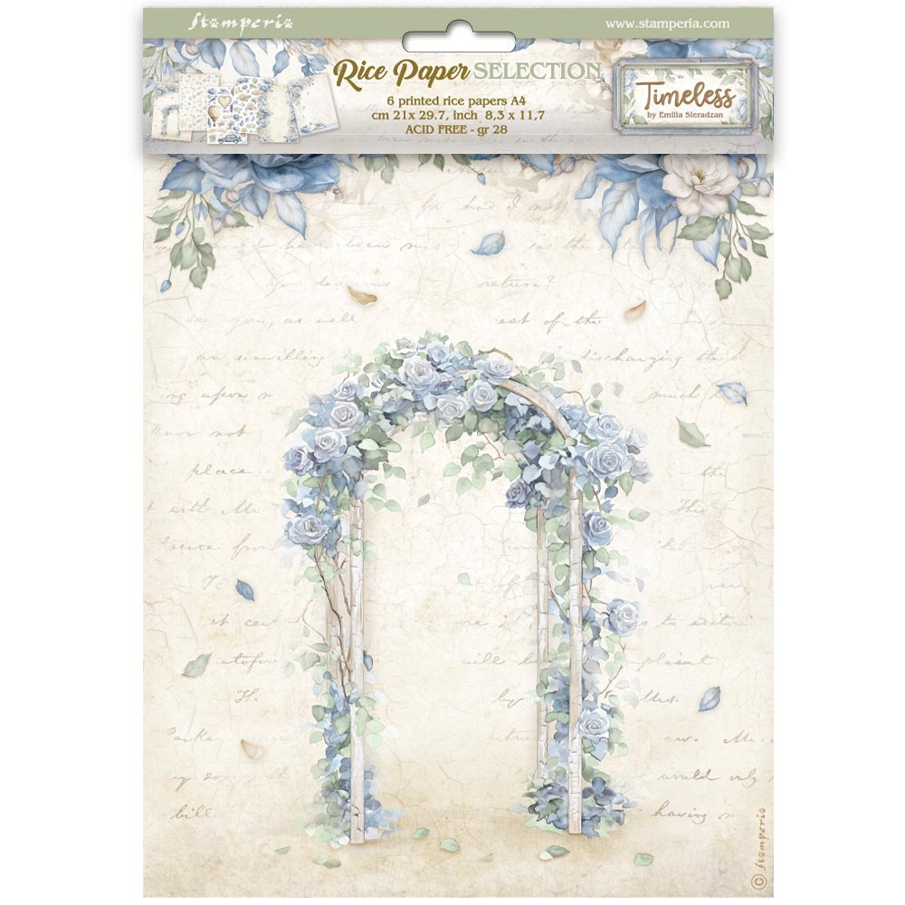 Stamperia Selection 6 Rice paper A4 - Timeless