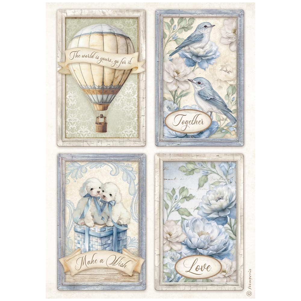Stamperia A4 Rice paper packed - Timeless 4 cards