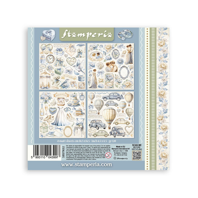 Stamperia Stickers mm 165x165  4 sheets - Timeless