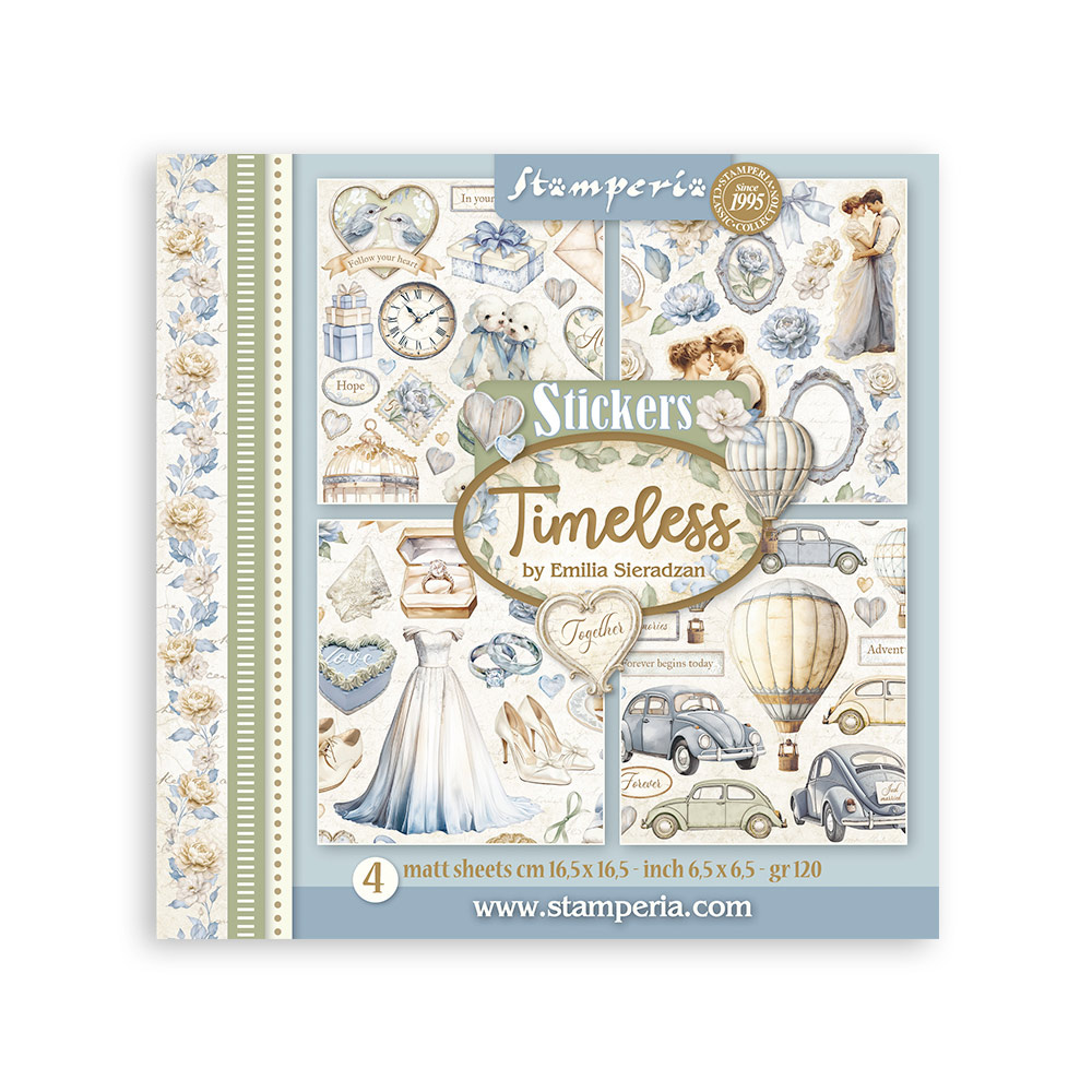 Stamperia Stickers mm 165x165  4 sheets - Timeless