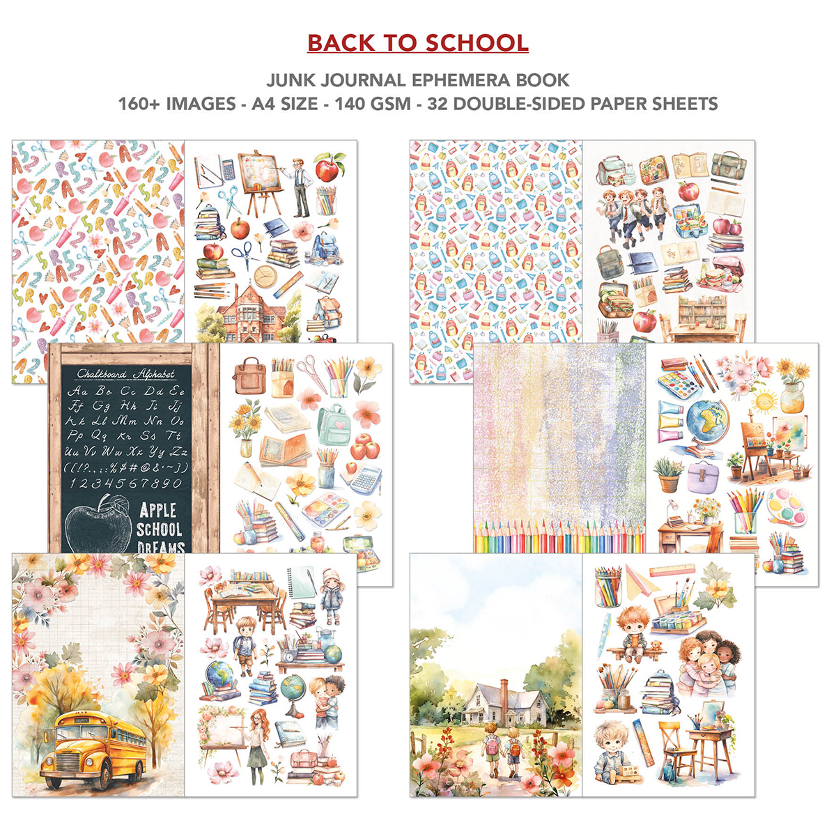 Ciao Bella BOOK BACK TO SCHOOL A4 - Junk journal ephemera book-Ciao Bella